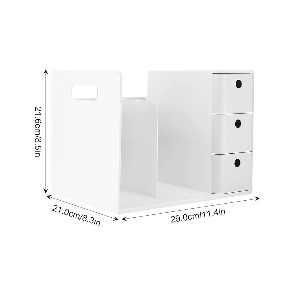 3 drawer bookshelf with 2 compartment