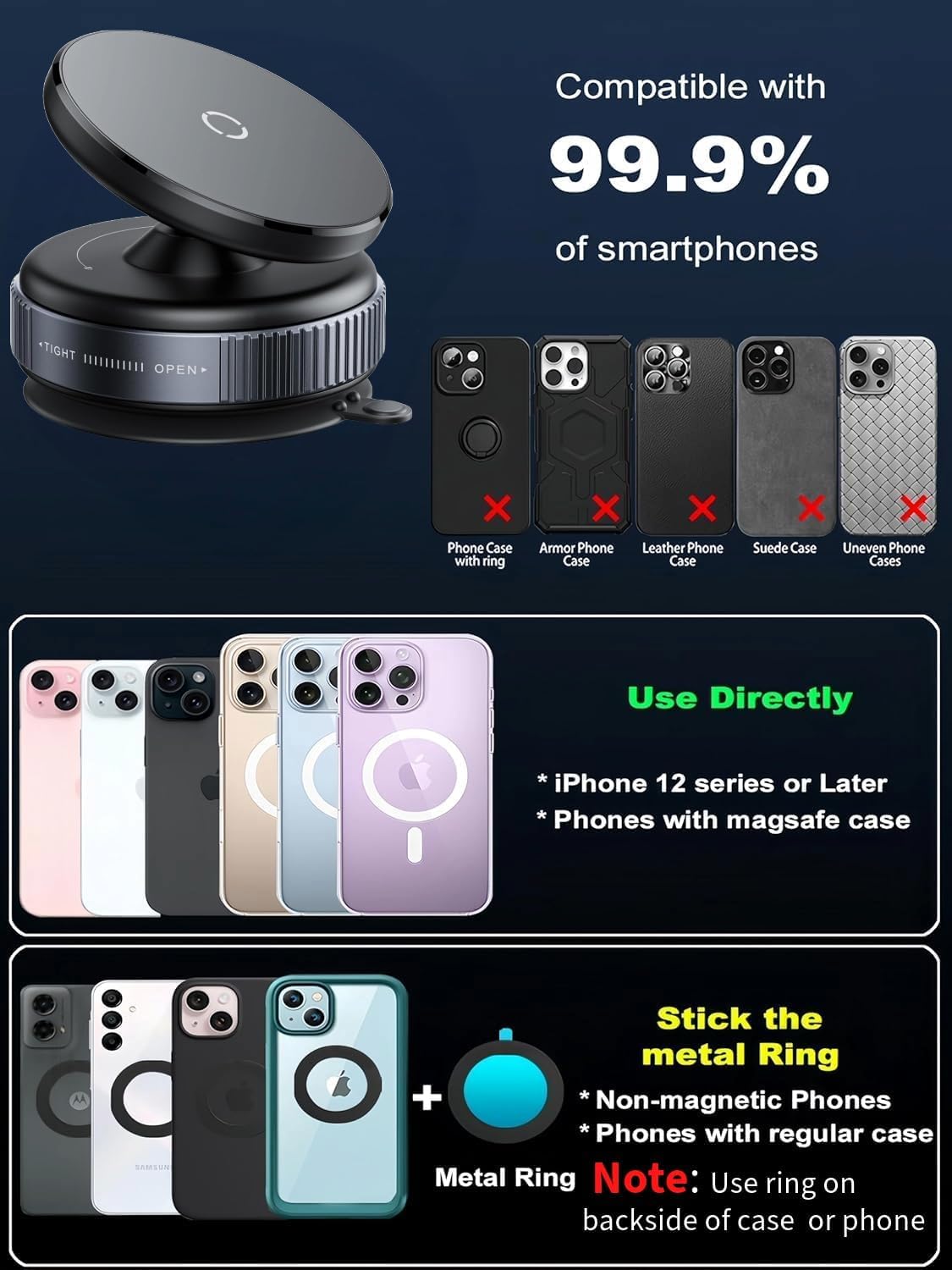 Vaccum Magnetic Phone Holder Stand