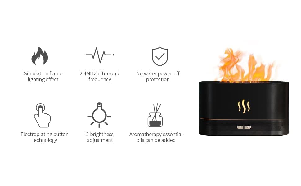 Flame light quite mist humidifier